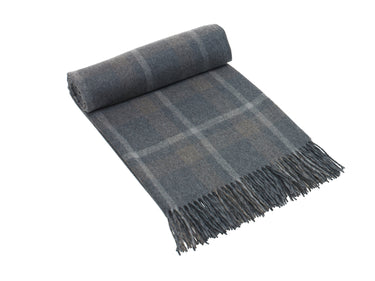 Crailing Check Lambswool Blanket Grey
